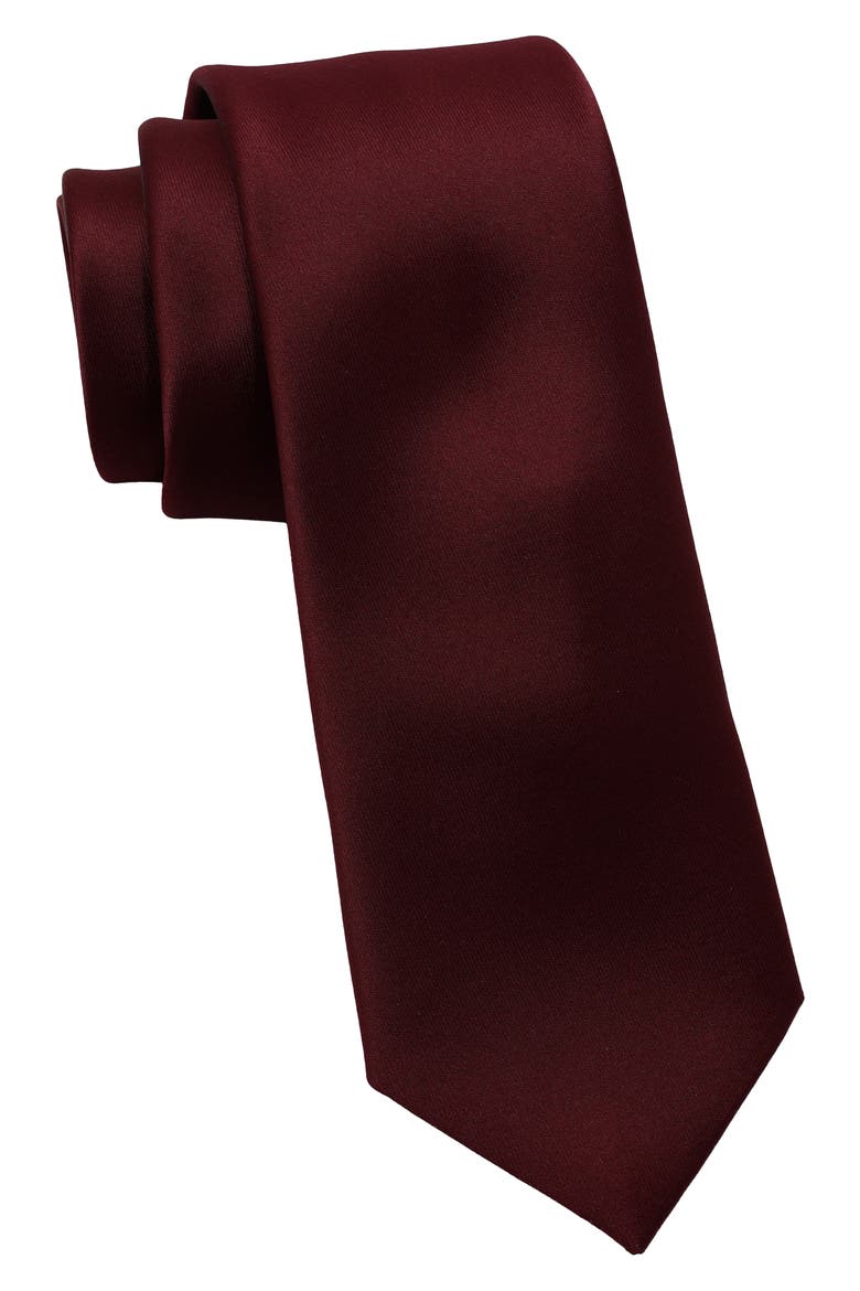 Satin Tie, Main, color, BURGUNDY