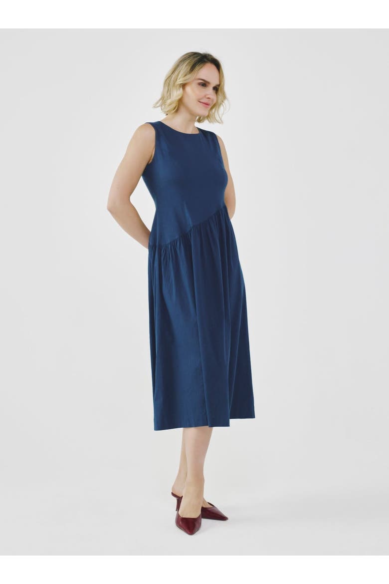 Linen Dress, Alternate, color, Navy