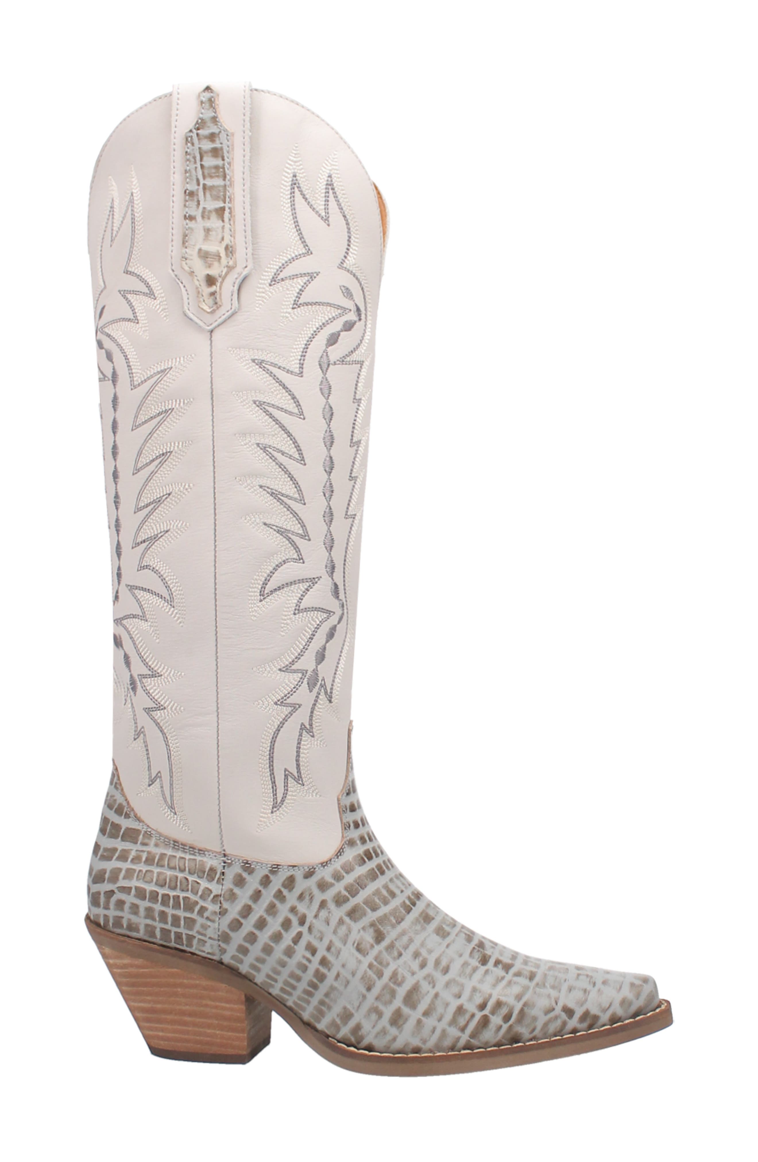 Dingo High Lonesome Croc Embossed Cowboy Boot, Alternate, color, 