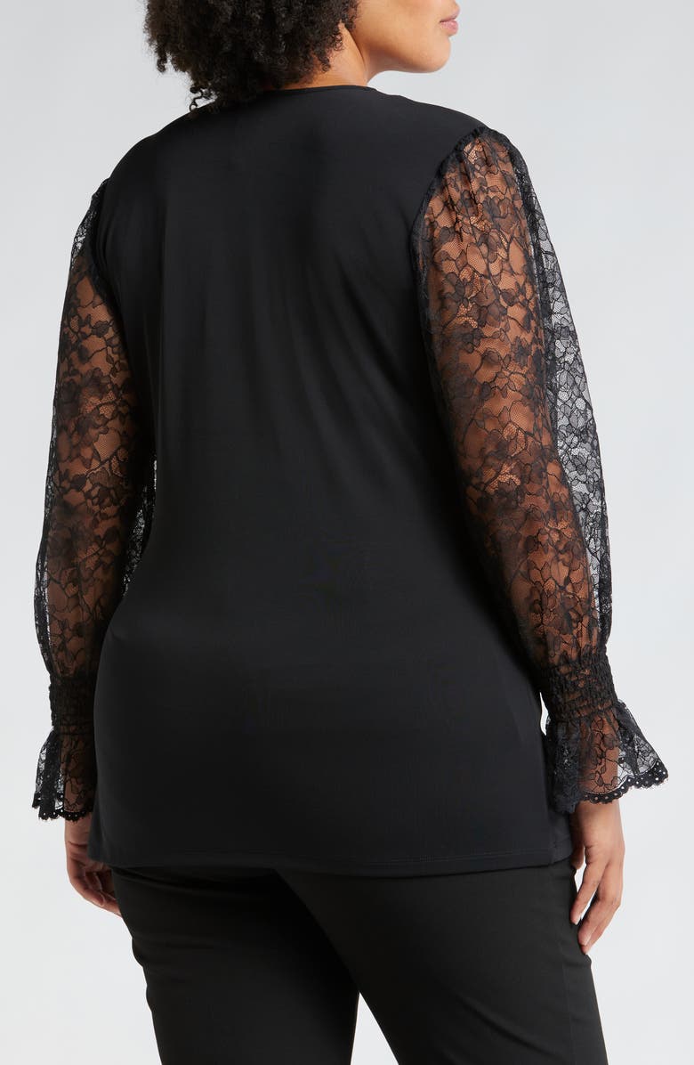 Anne Klein Mixed Media Wrap Top, Alternate, color, 