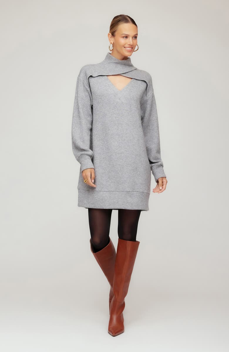 FIFTEEN TWENTY Claylee Cutout Turtleneck Sweater Dress, Alternate, color, Gray