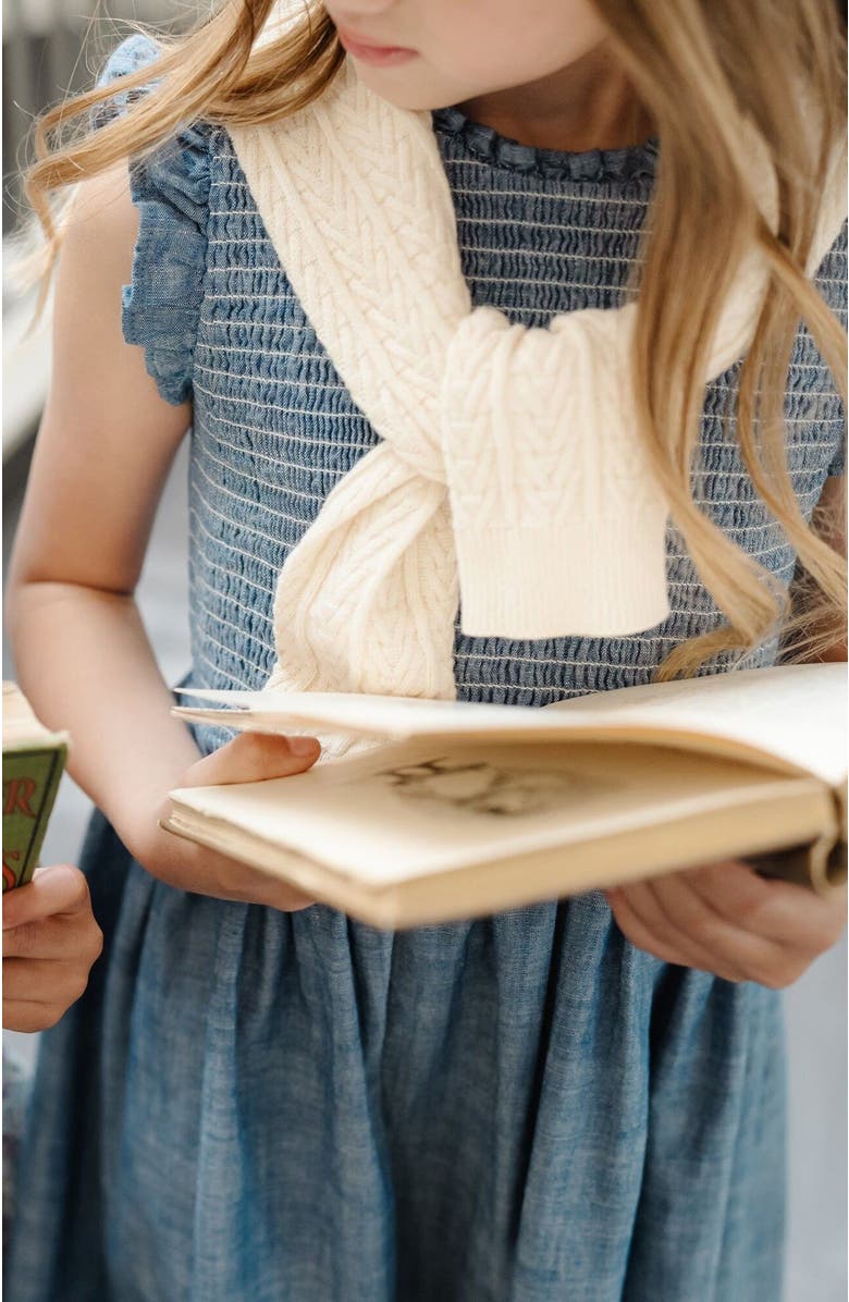 Hope & Henry Girls' Organic Chevron Cable Cardigan, Kids, Alternate, color, Ivory Chevron Cable