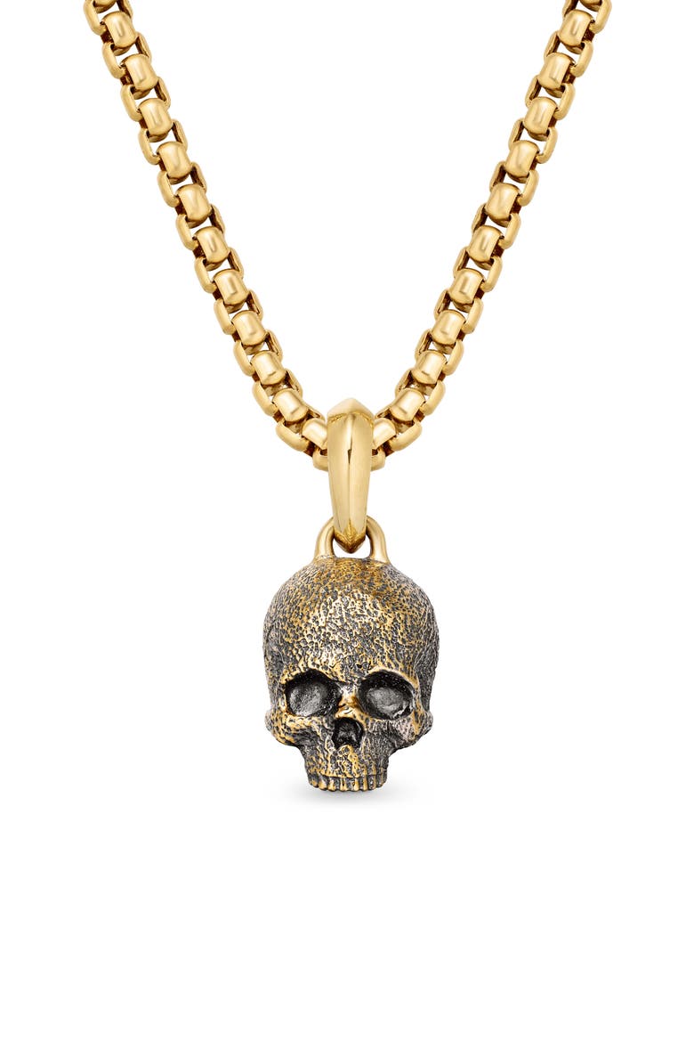 Men's Memento Mori 18K Gold Skull Amulet, Main, color, GOLD