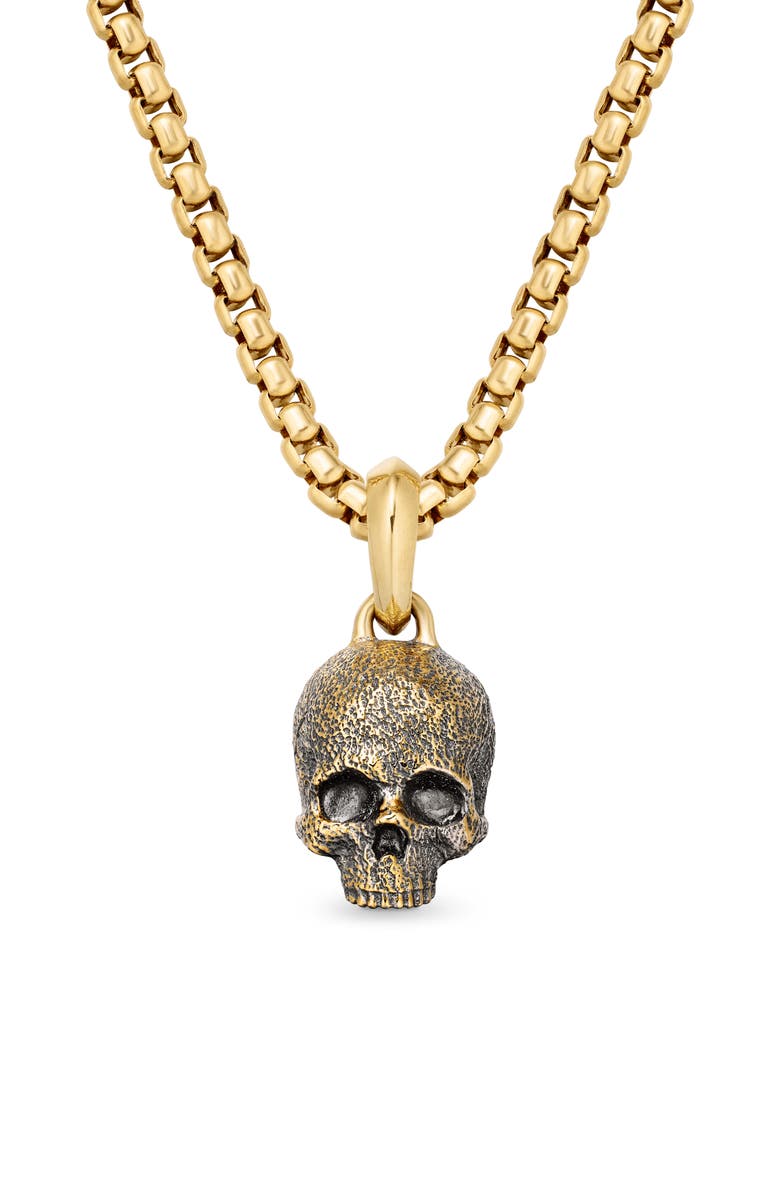 David Yurman Men's Memento Mori 18K Gold Skull Amulet, Main, color, Gold