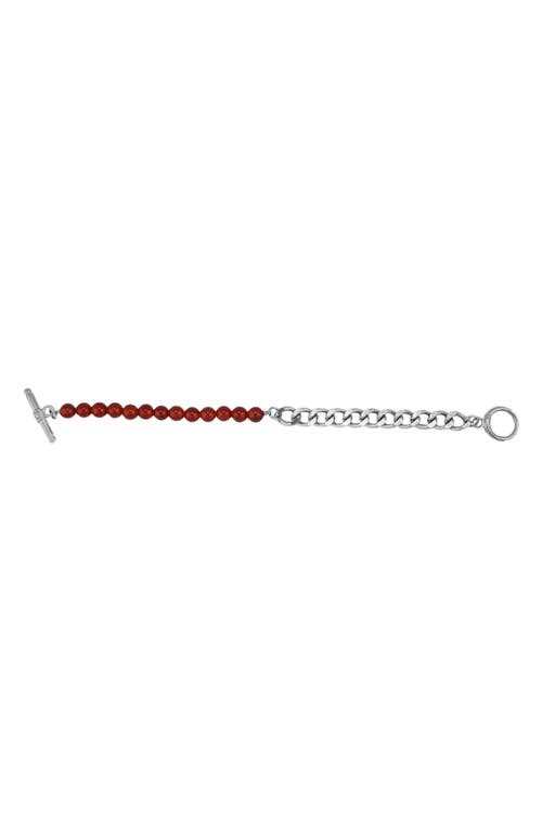 Rebl Carnelian & Cuban Chain Bracelet