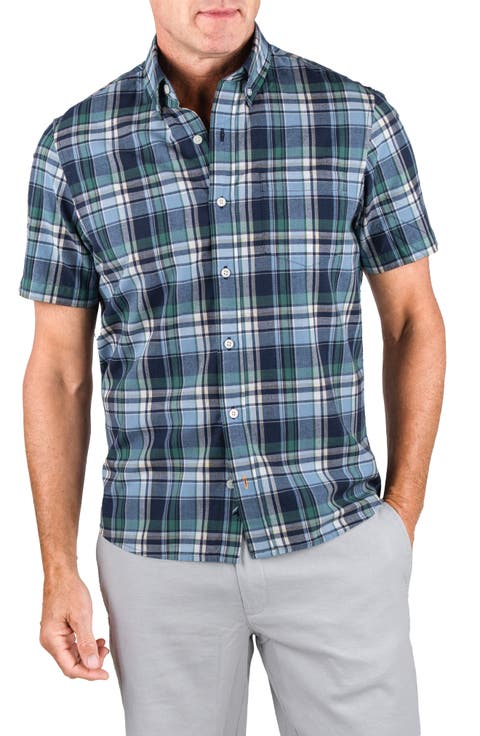 Plaid Short Sleeve Button-Down Shirt