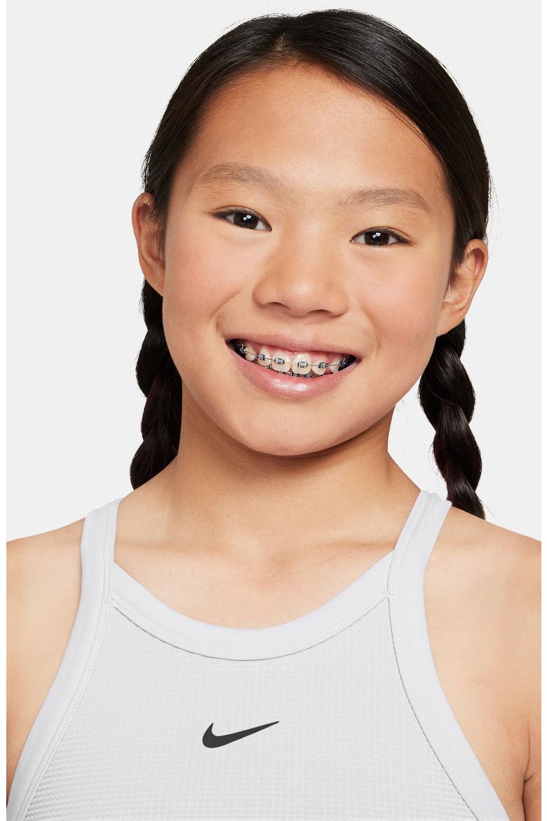 Kids' Dri-FIT High Neck Racerback Tank, Alternate, color, WHITE/ BLACK
