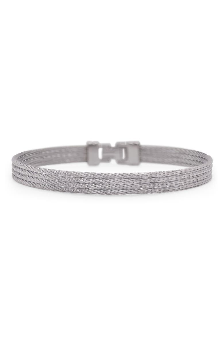 Stainless Steel 4-Row Twisted Cable Bracelet, Main, color, GREY