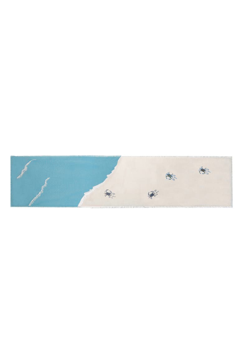 Blue Crab 100% Cotton Embroidered Set of 4 Fringe Cloth Napkins, Alternate, color, Blue