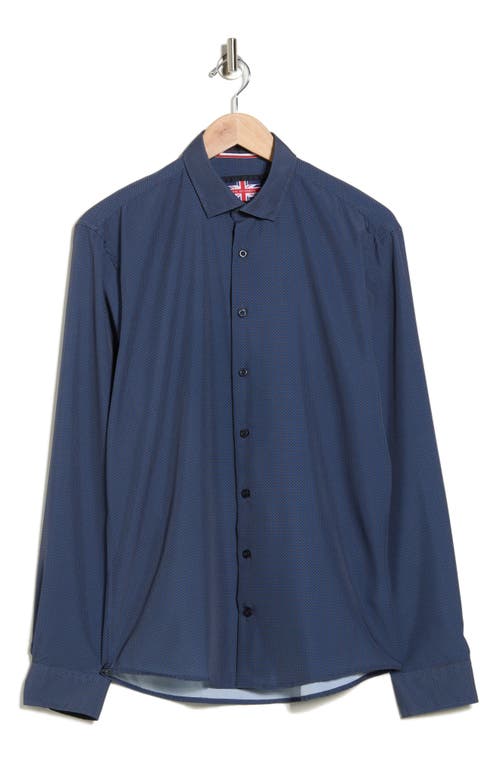 Soul Of London Geometric Stretch Button-up Shirt In Blue