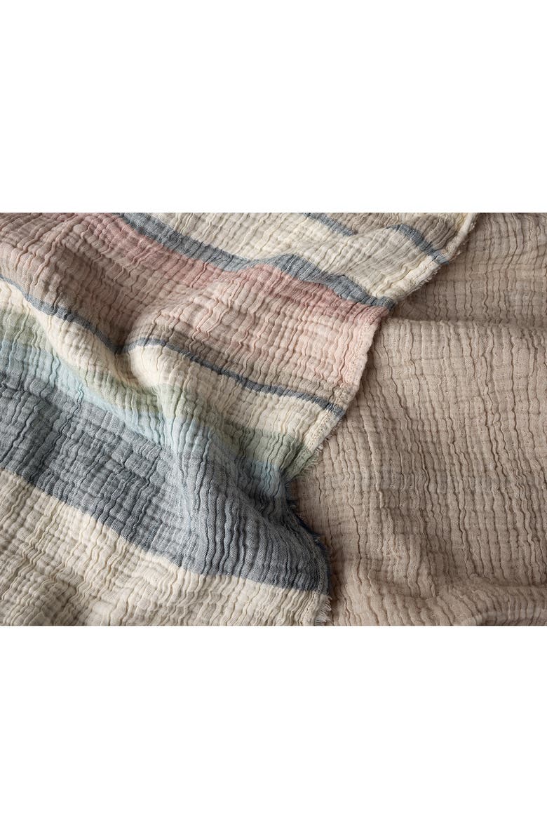 Coyuchi Topanga Organic Cotton Matelassé Blanket, Alternate, color, Dusk Stripe