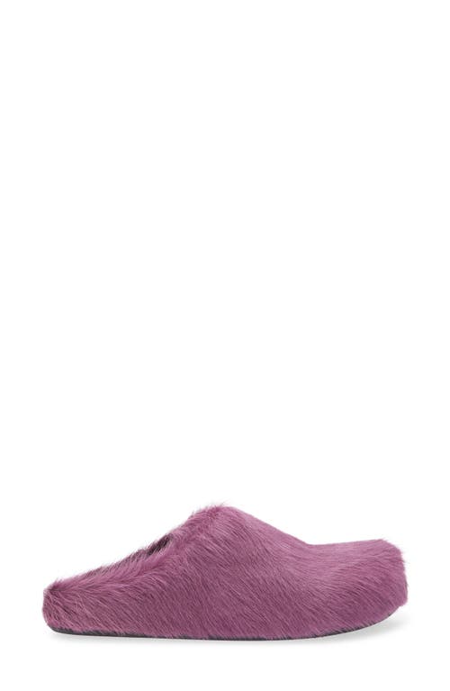 Marni Slip-on Mule Sandals In Textured Calf Hair In Purple