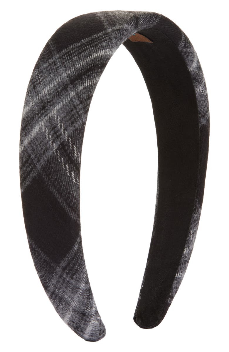 Tasha Plaid Wide Headband, Main, color, Blue Plaid