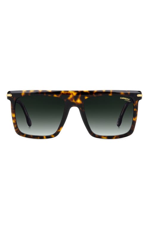 Carrera Eyewear 56mm Gradient Rectangular Flat Top Sunglasses In Havana/green Shaded