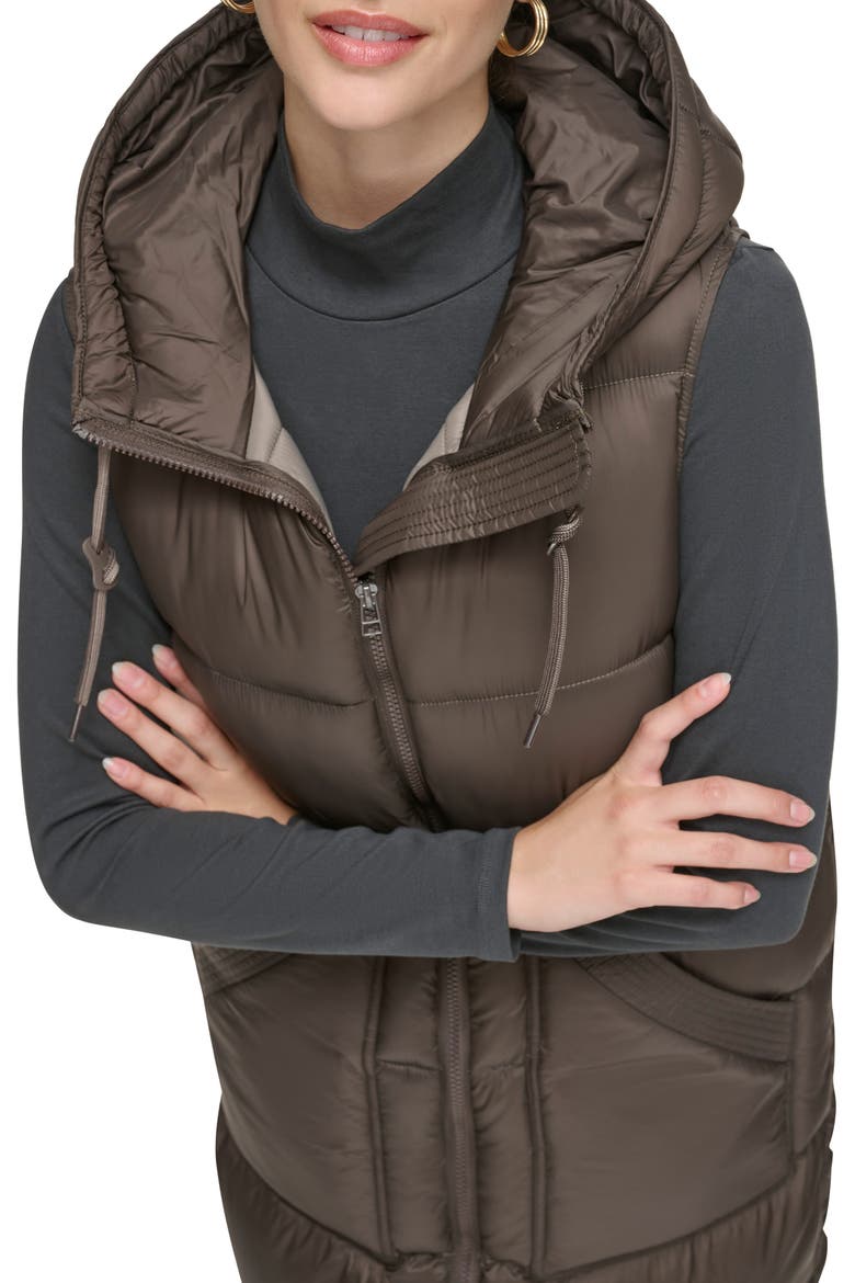 Kerr Hooded Longline Puffer Vest, Alternate, color, CHOCOLATE
