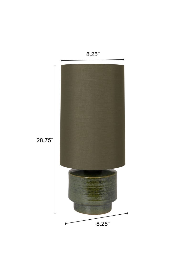 Verdant Stoneware Table Lamp with Linen Shade, Alternate, color, Olive Green