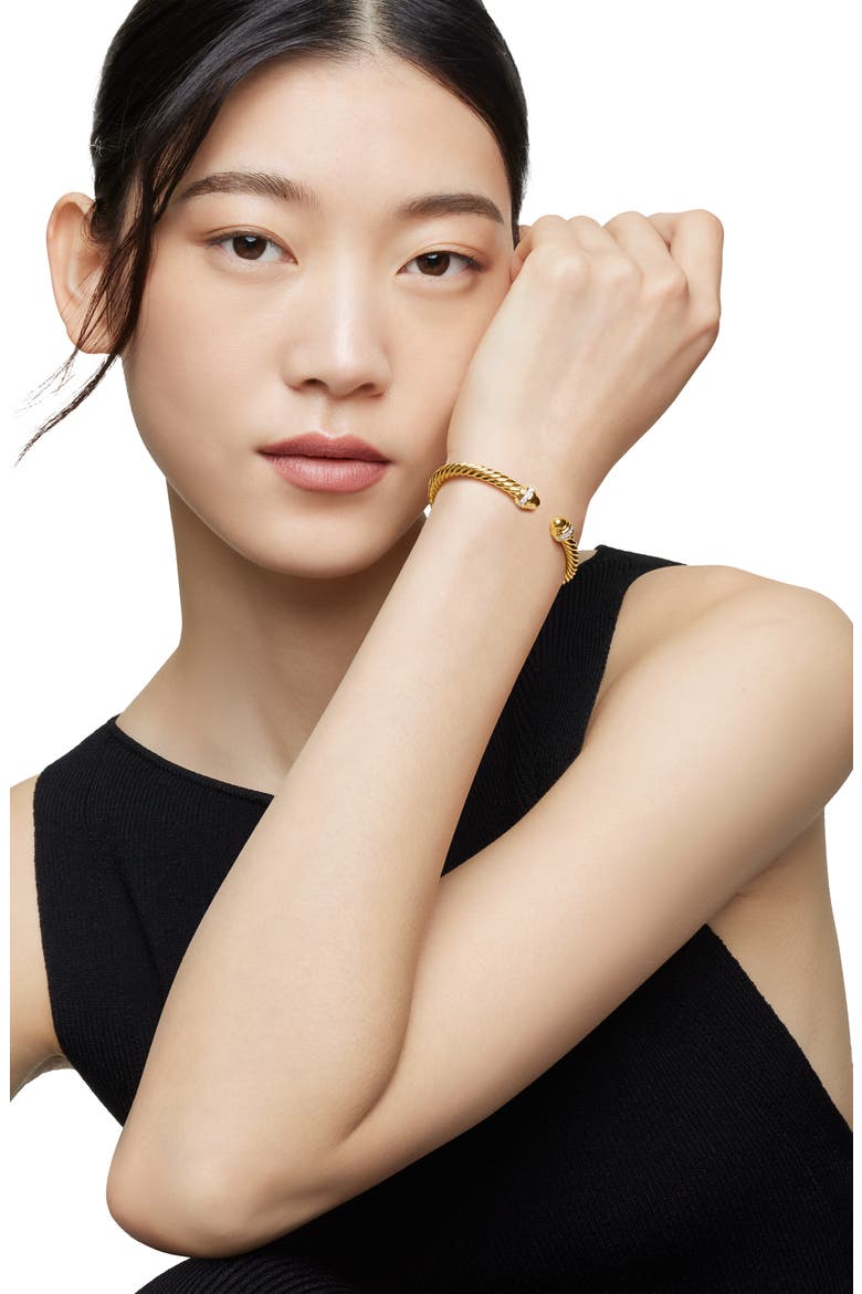 Cable Classics Bracelet with Semiprecious Stones & Diamonds, 5mm, Alternate, color, YELLOW GOLD/ DIAMOND