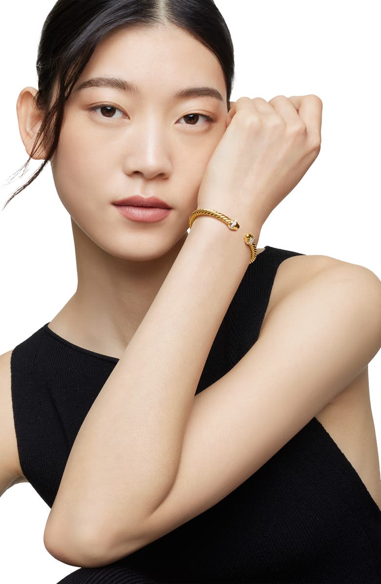 David Yurman Cable Classics Bracelet with Semiprecious Stones & Diamonds, 5mm, Alternate, color, Yellow Gold/ Diamond