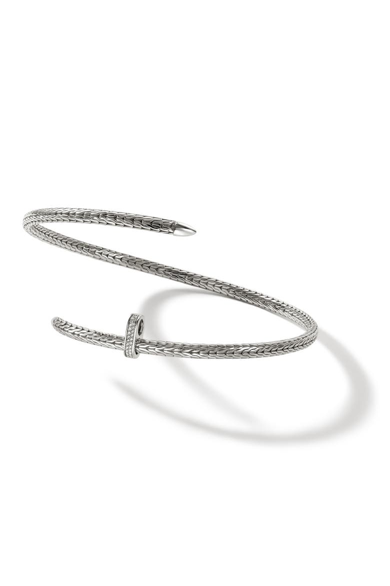 Spear Coil Choker, Diamonds, Alternate, color, STERLING SILVER