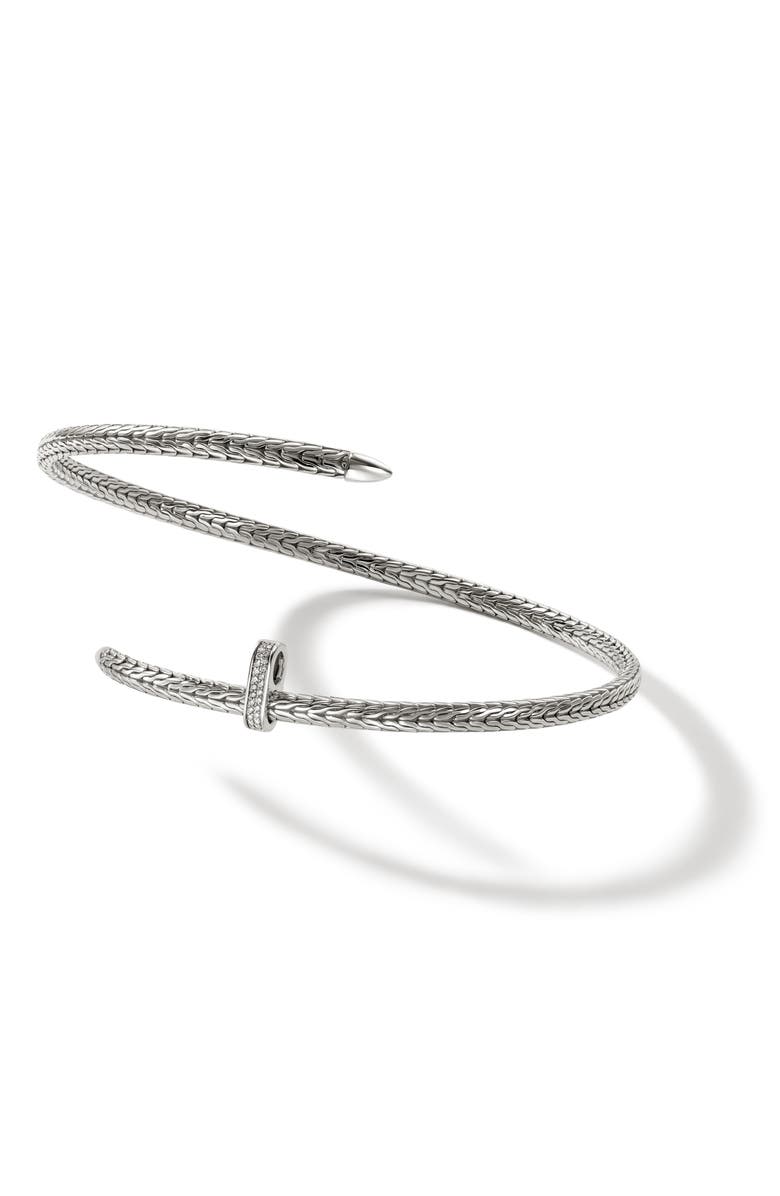 John Hardy Spear Coil Choker, Diamonds, Alternate, color, Sterling Silver