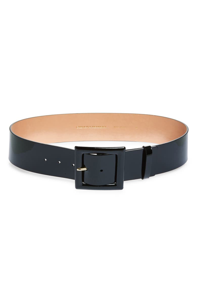 Carolina Herrera Icon Patent Leather Belt, Main, color, Black