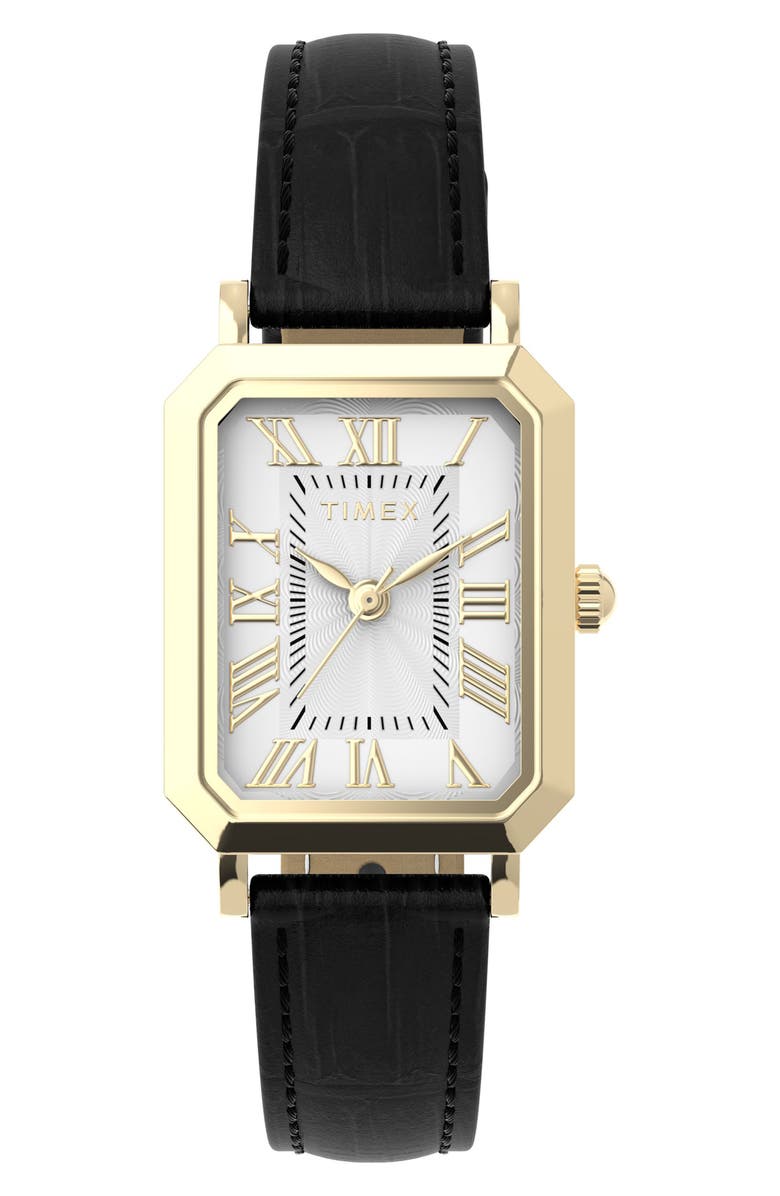 Timex<sup>®</sup> Vivienne Trend 21mm Leather Strap Watch, Main, color, Gold-Tone