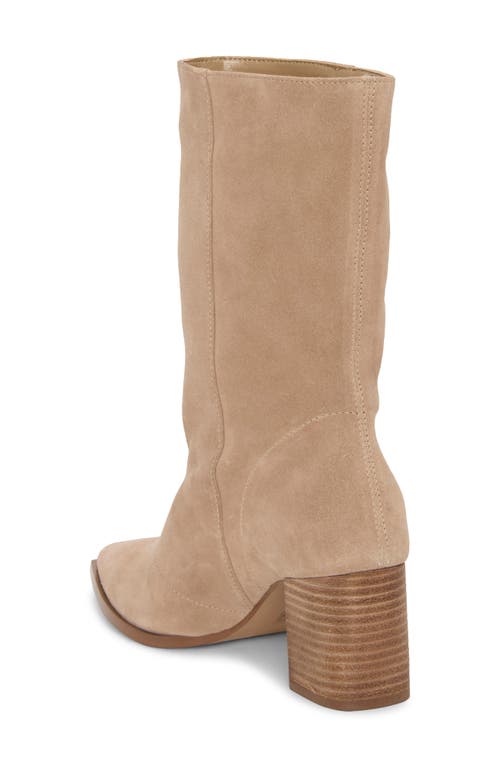 Vince Camuto Lorrys Whipstitch Block Heel Boot In Brown