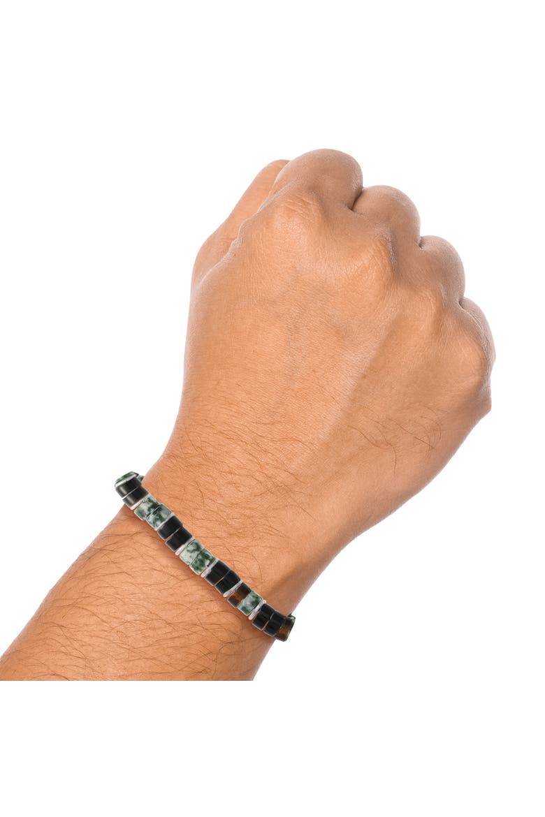Men's Mixed Beaded Bracelet, Green & Black, Adjustable, Alternate, color, Green