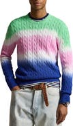 Polo Ralph Lauren Dip Dye Cable Stitch Cotton Crewneck Sweater