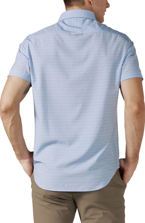 7 Diamonds Leroy Geo Print Short Sleeve Performance Button-up Shirt In Blue
