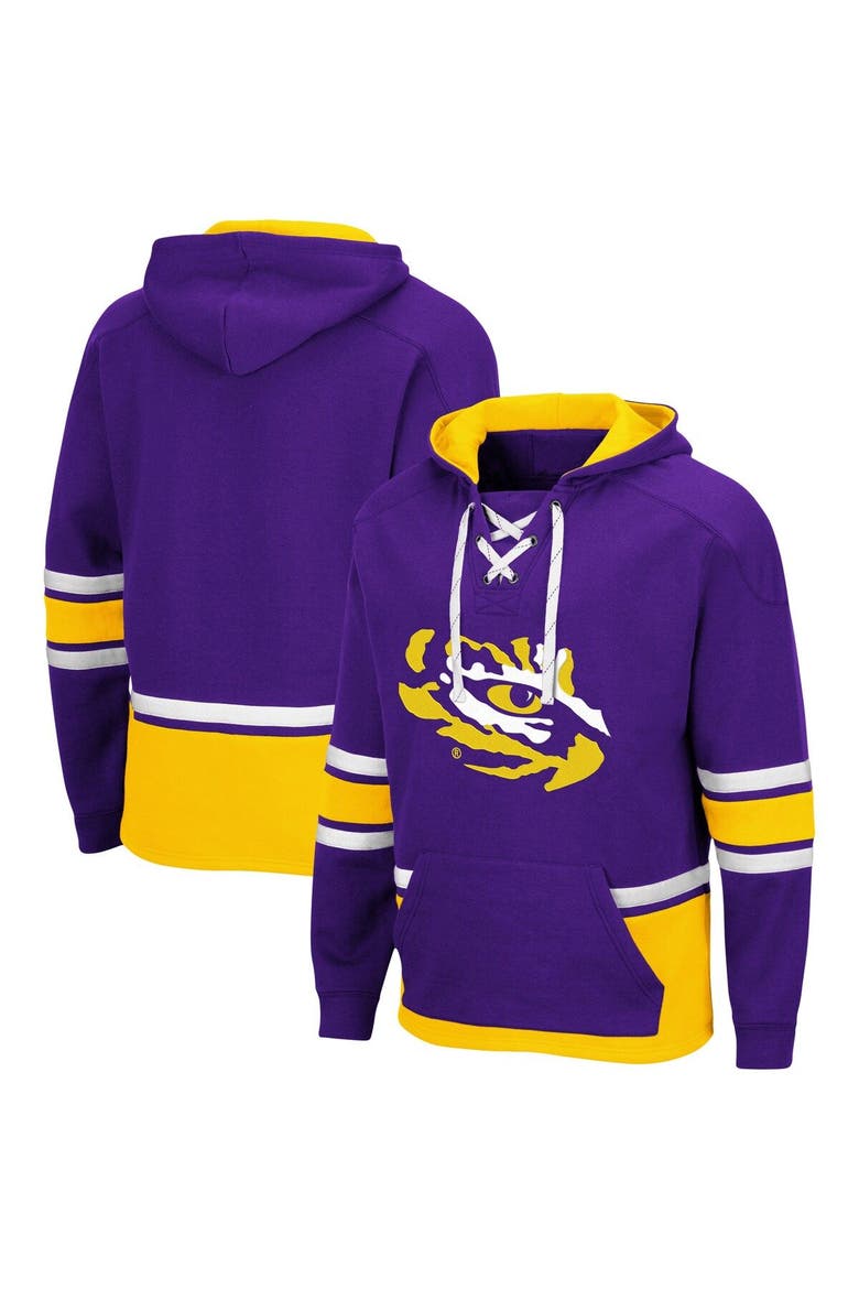 Men's Colosseum Purple LSU Tigers Lace Up 3.0 Pullover Hoodie, Main, color, Purple