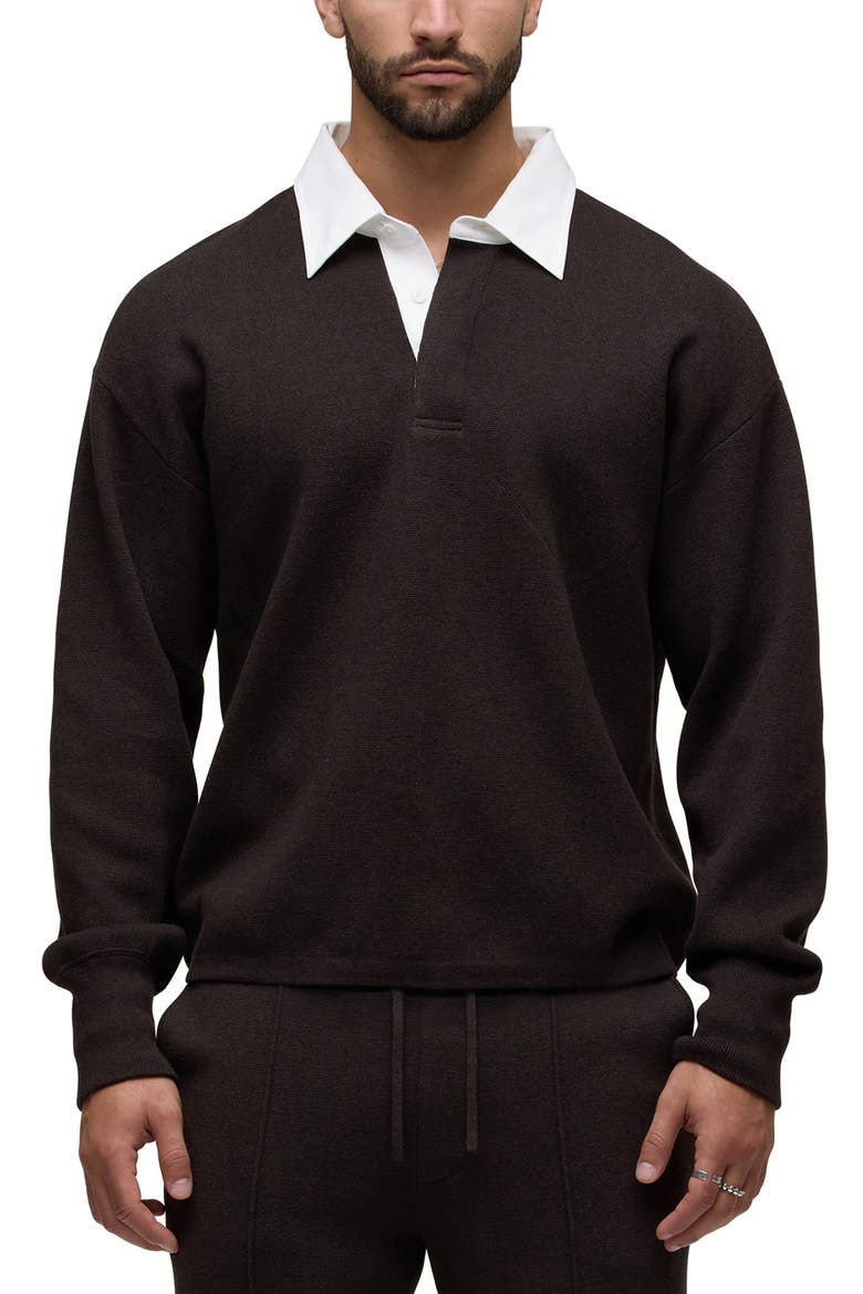 Long Sleeve Contrast Polo, Main, color, MOTOR
