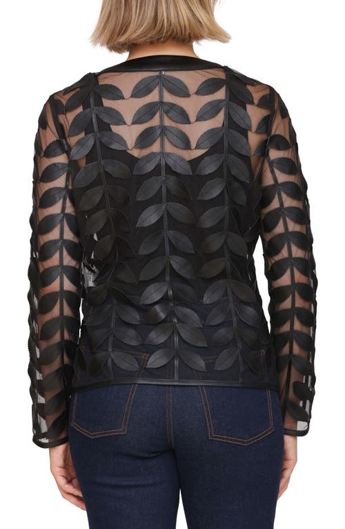 Bagatelle Mesh Leaf Jacket With Faux Leather Trim In Black