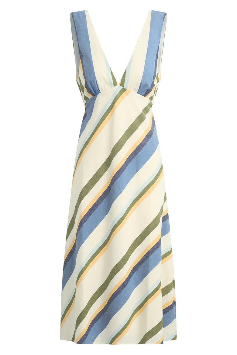 The Joni Stripe Cotton Blend Midi Dress, Alternate, color, AZURE VARIEGATED STRIPE