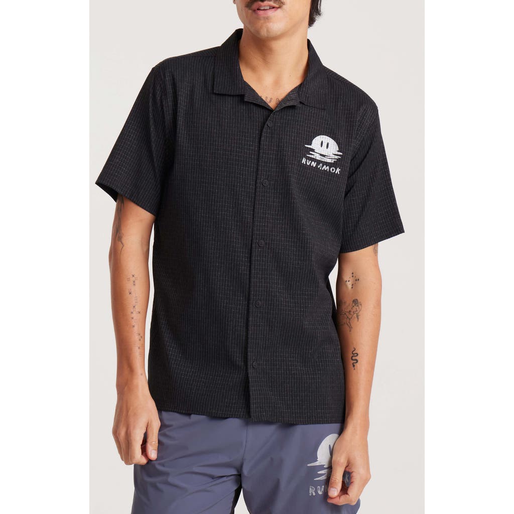 Roark Bless Up Trail Performance Short Sleeve Button-up Shirt In Black
