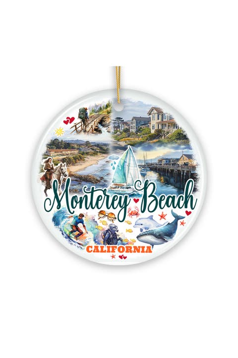 Monterey Beach California Coastal Ornament - Version 1