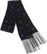 McQueen Skull Jacquard Wool & Silk Fringe Scarf