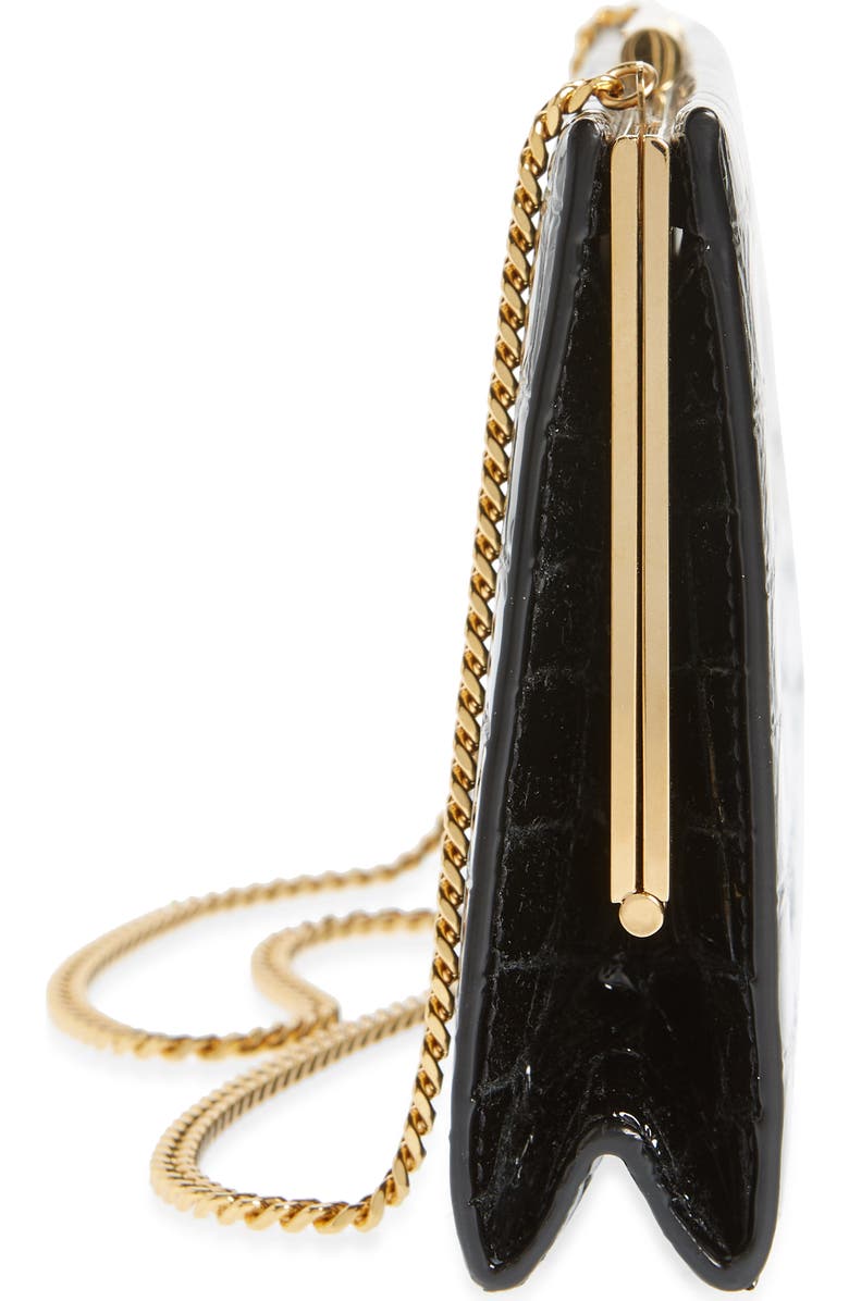 Saint Laurent Midnight Croc Embossed Leather Clutch, Alternate, color,