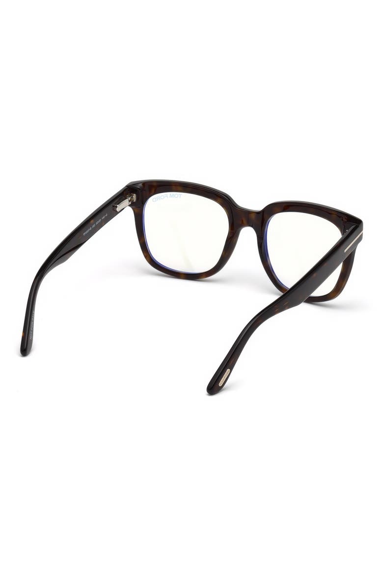 53mm Geometric Blue Light Blocking Glasses, Alternate, color, HAVANA / BLUE BLOCK