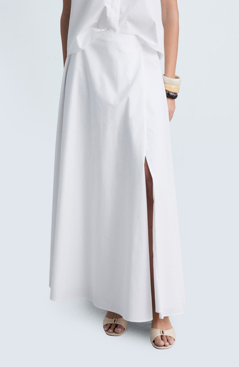 MANGO Side Slit Cotton Midi Flare Skirt, Main, color, 