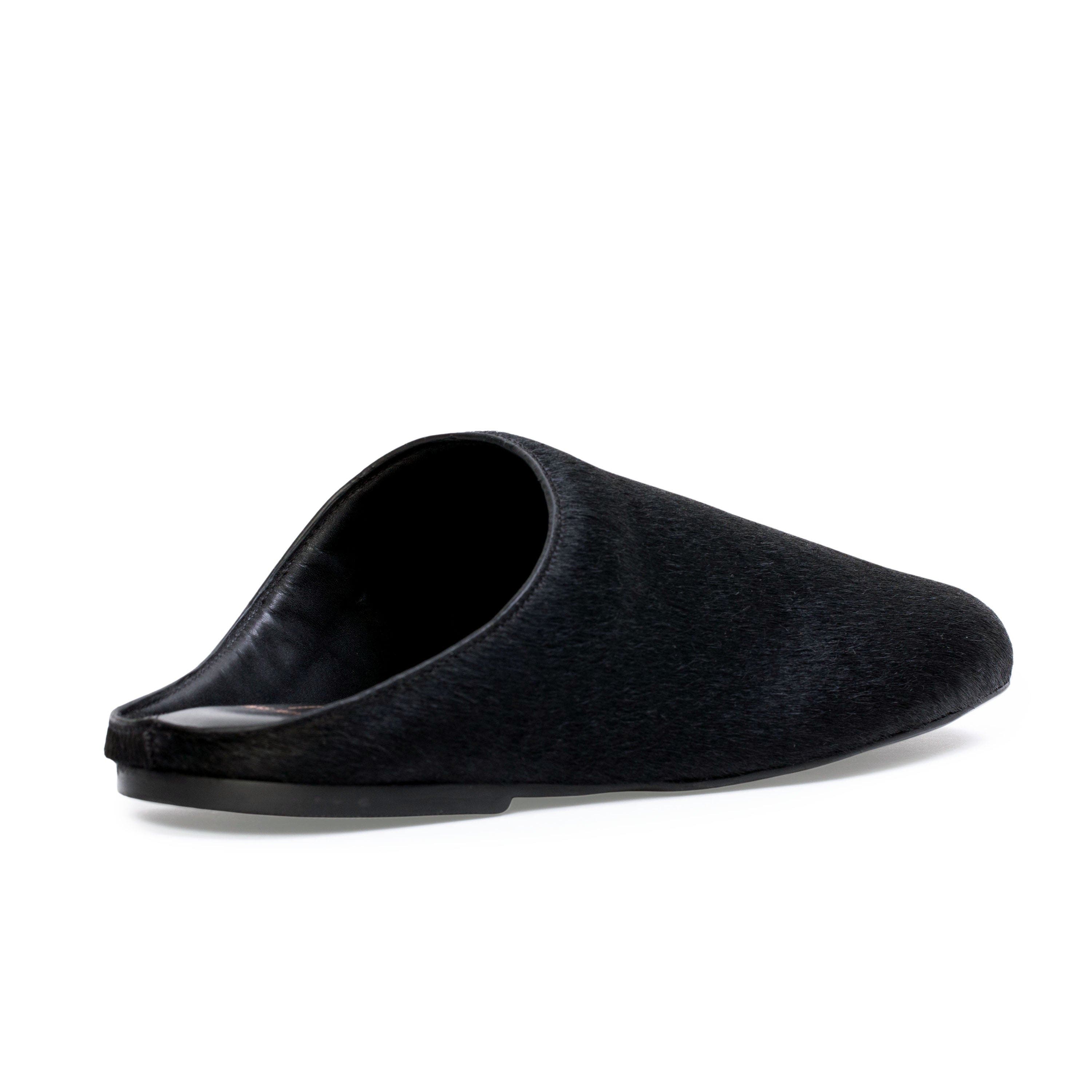 BLACK SUEDE STUDIO Arie Ponyhair Slipper, Alternate, color, Black Pony Hair