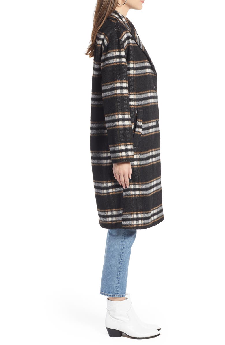 Something Navy Longline Plaid Coat, Alternate, color, 