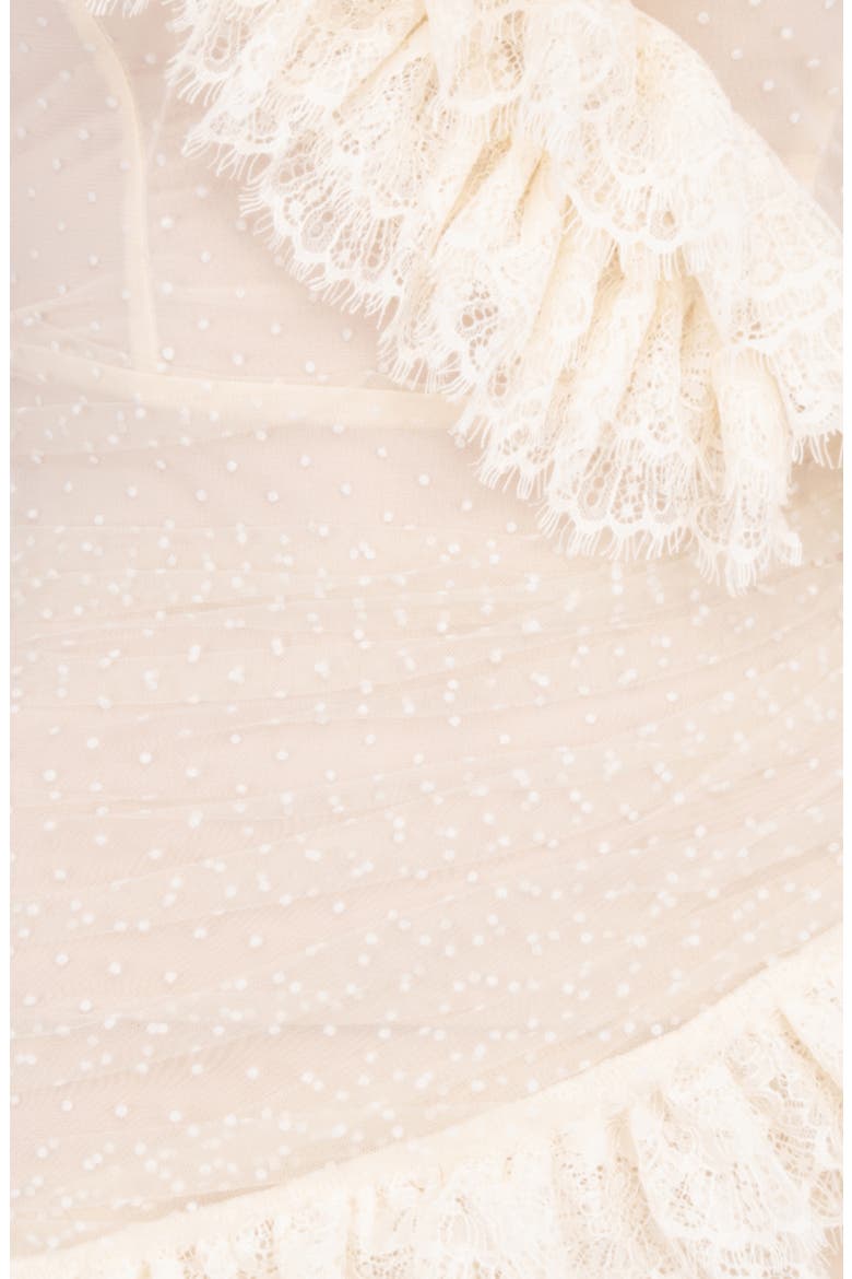 Sorrel Tulle Asymmetric Minidress, Alternate, color, IVORY