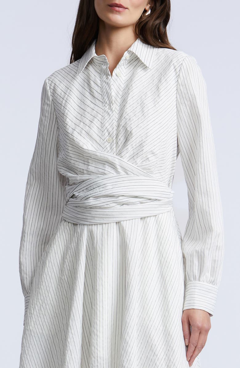 BCBGMAXAZRIA Stripe Shirtdress with Lace Hem, Alternate, color, 