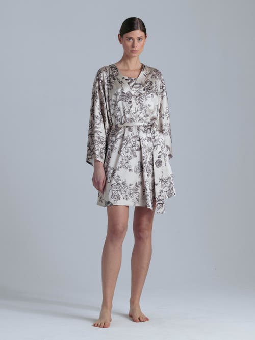 Alas Silk 3/4 Sleeve Dressing Gown In Multi
