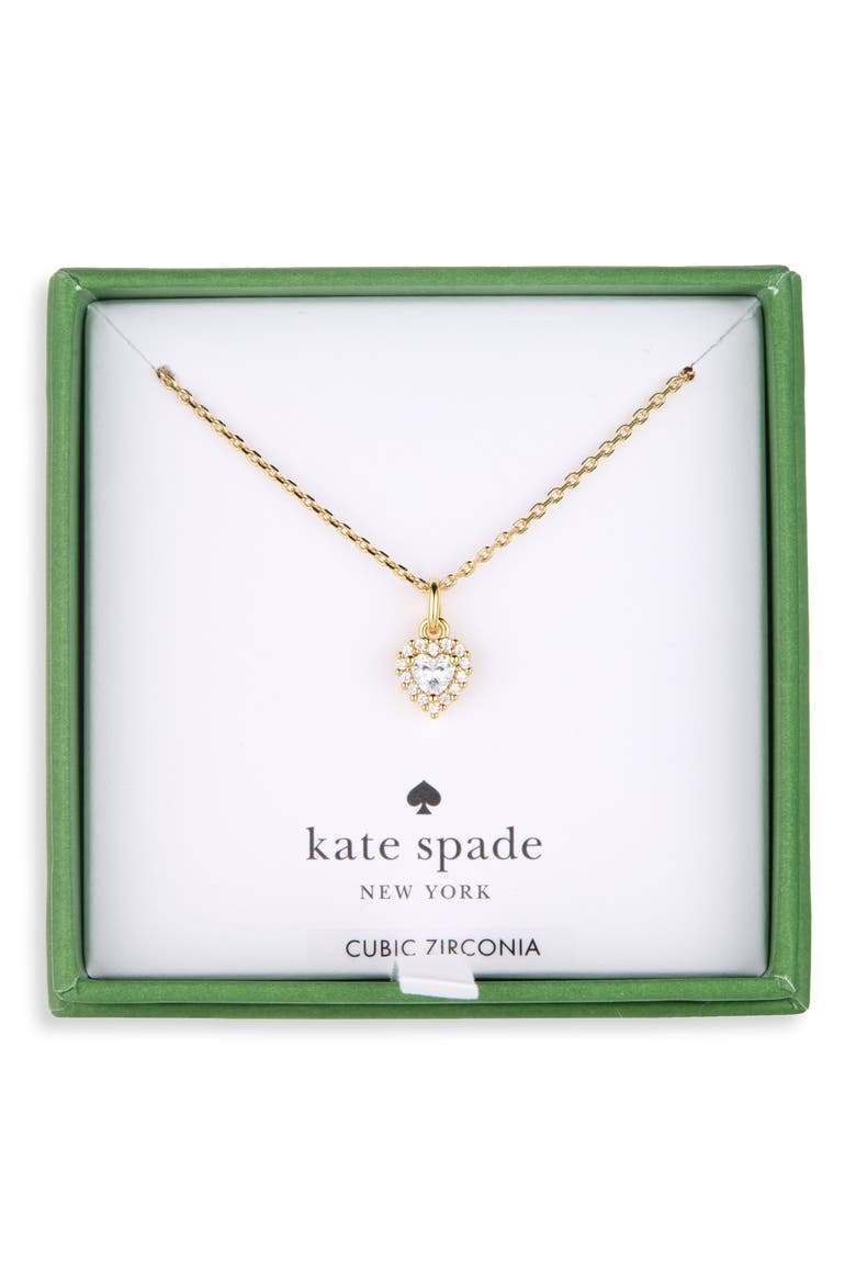cubic zirconia heart halo pendant necklace, Main, color, CLEAR/ GOLD