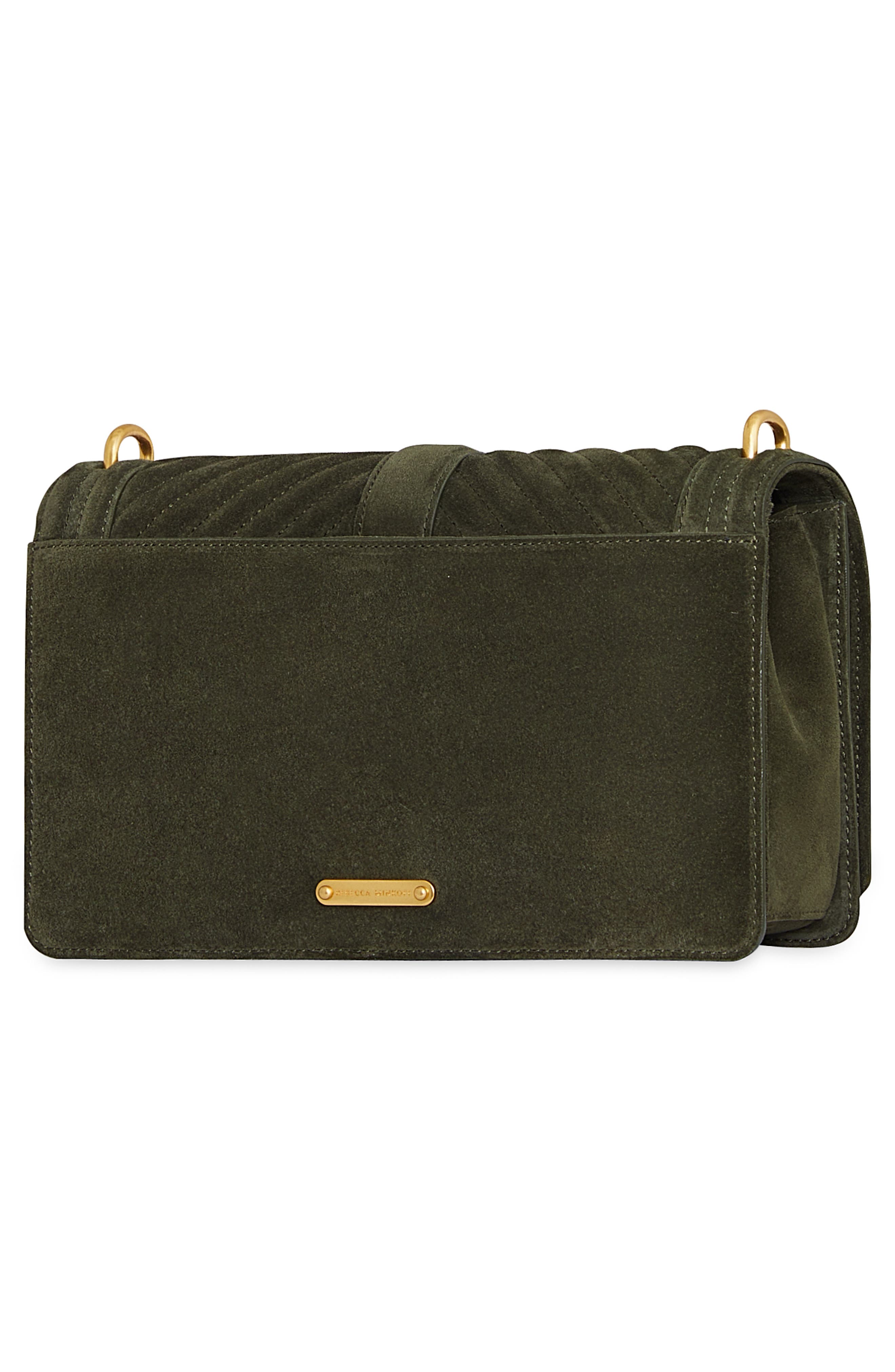 Rebecca Minkoff Love Chevron Quilted Leather Crossbody Bag, Alternate, color, Moss