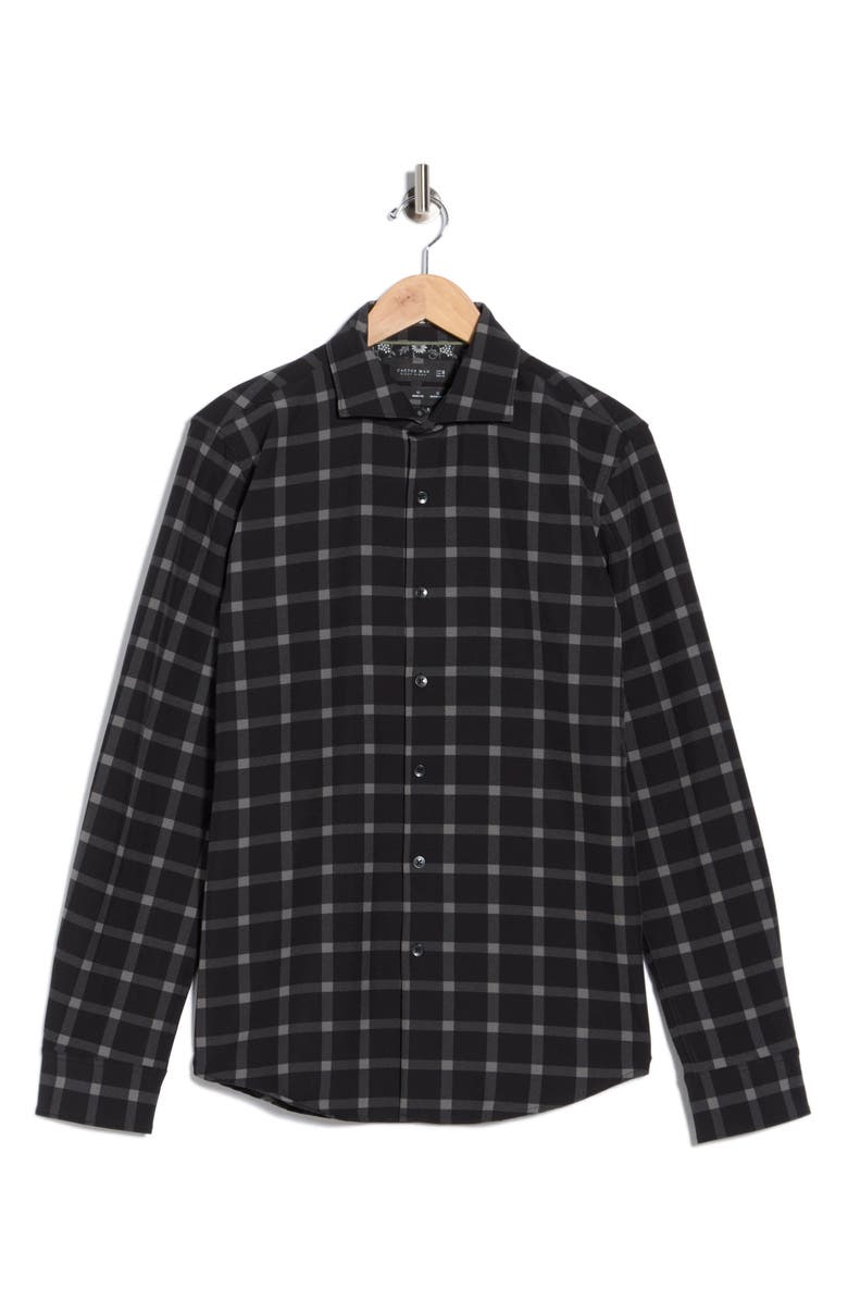 DENIM AND FLOWER Stretch Tech Dress Shirt, Main, color, Black