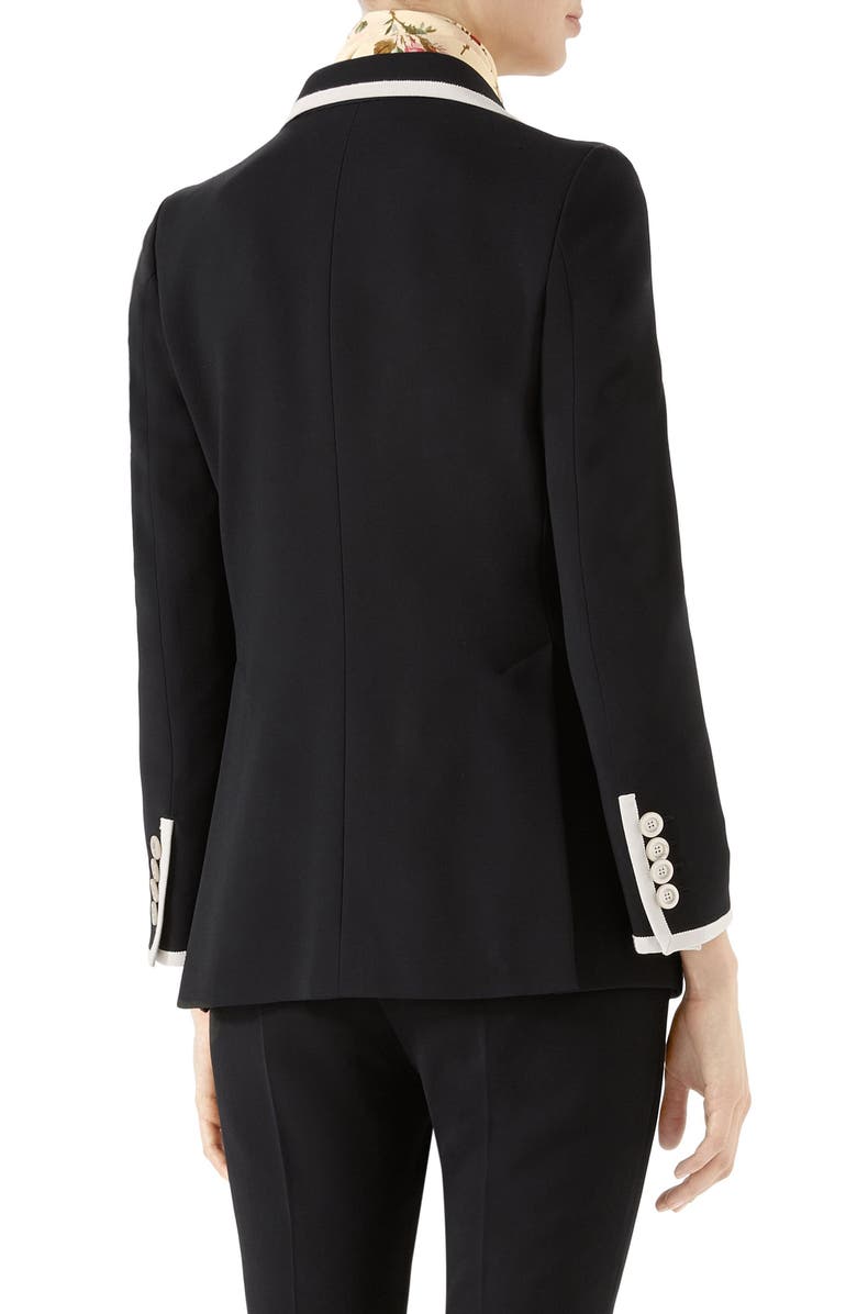Gucci Peak Lapel Stretch Cady Blazer, Alternate, color, 