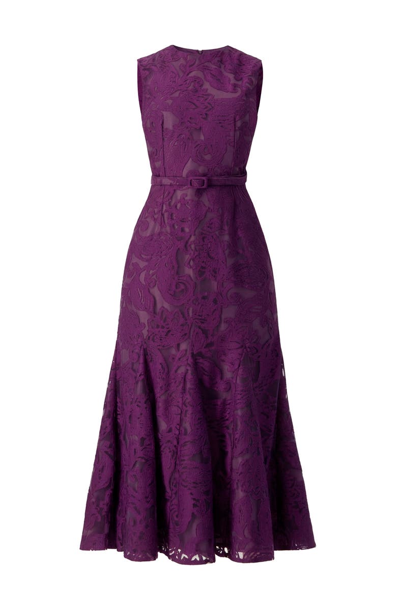 IVONNE Sleeveless Lace Long Dress with Belt, Alternate, color, Purple